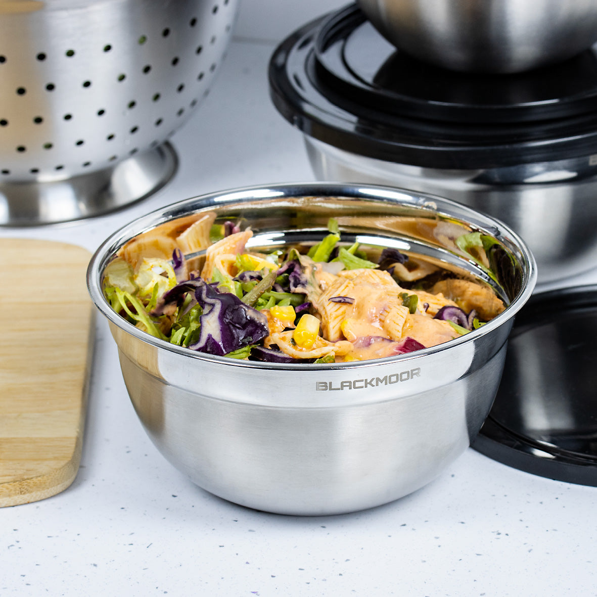 Set of 3 Stainless Steel Bowls with Lids