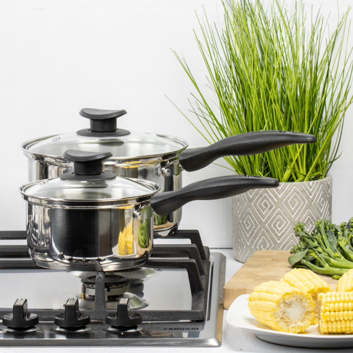 Stainless Steel 3-Piece Saucepan Set
