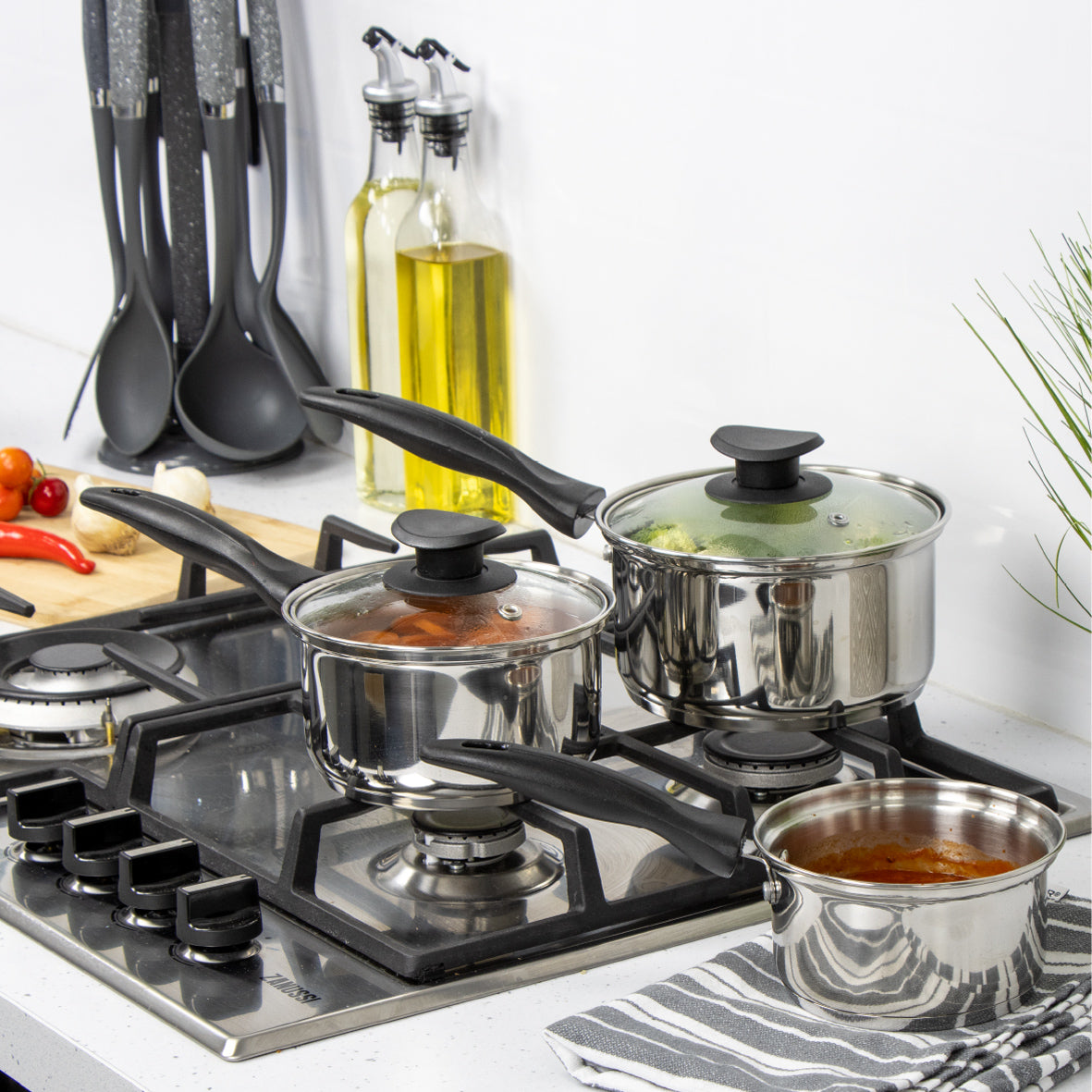 Stainless Steel 3-Piece Saucepan Set