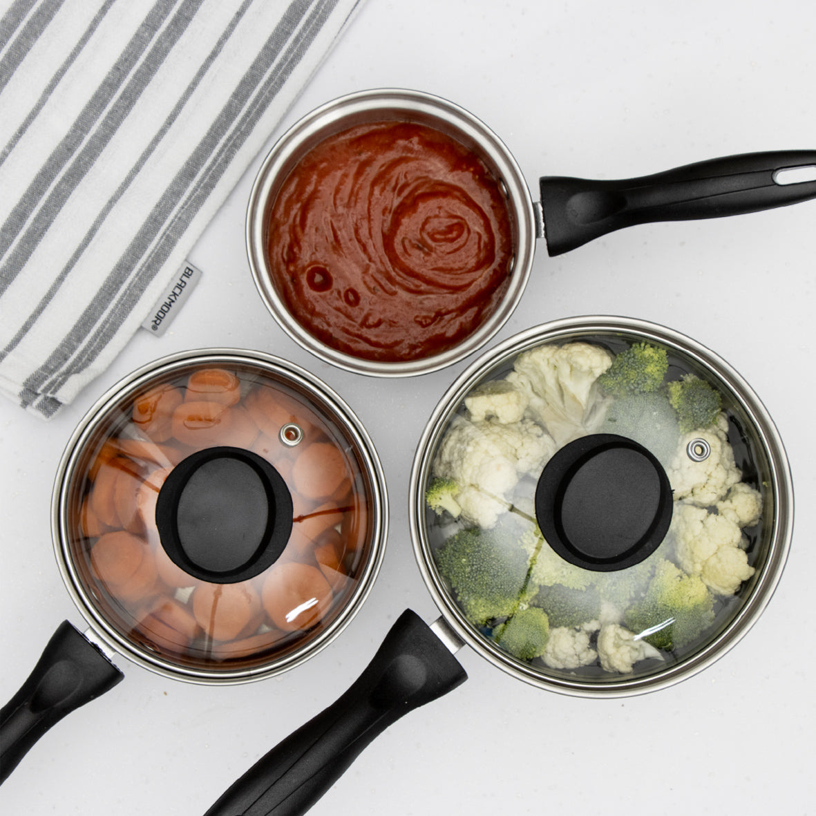 Stainless Steel 3-Piece Saucepan Set