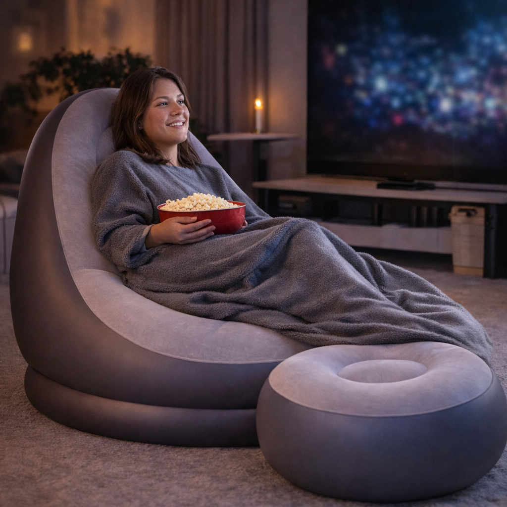 Inflatable Lounger with Foot Stool