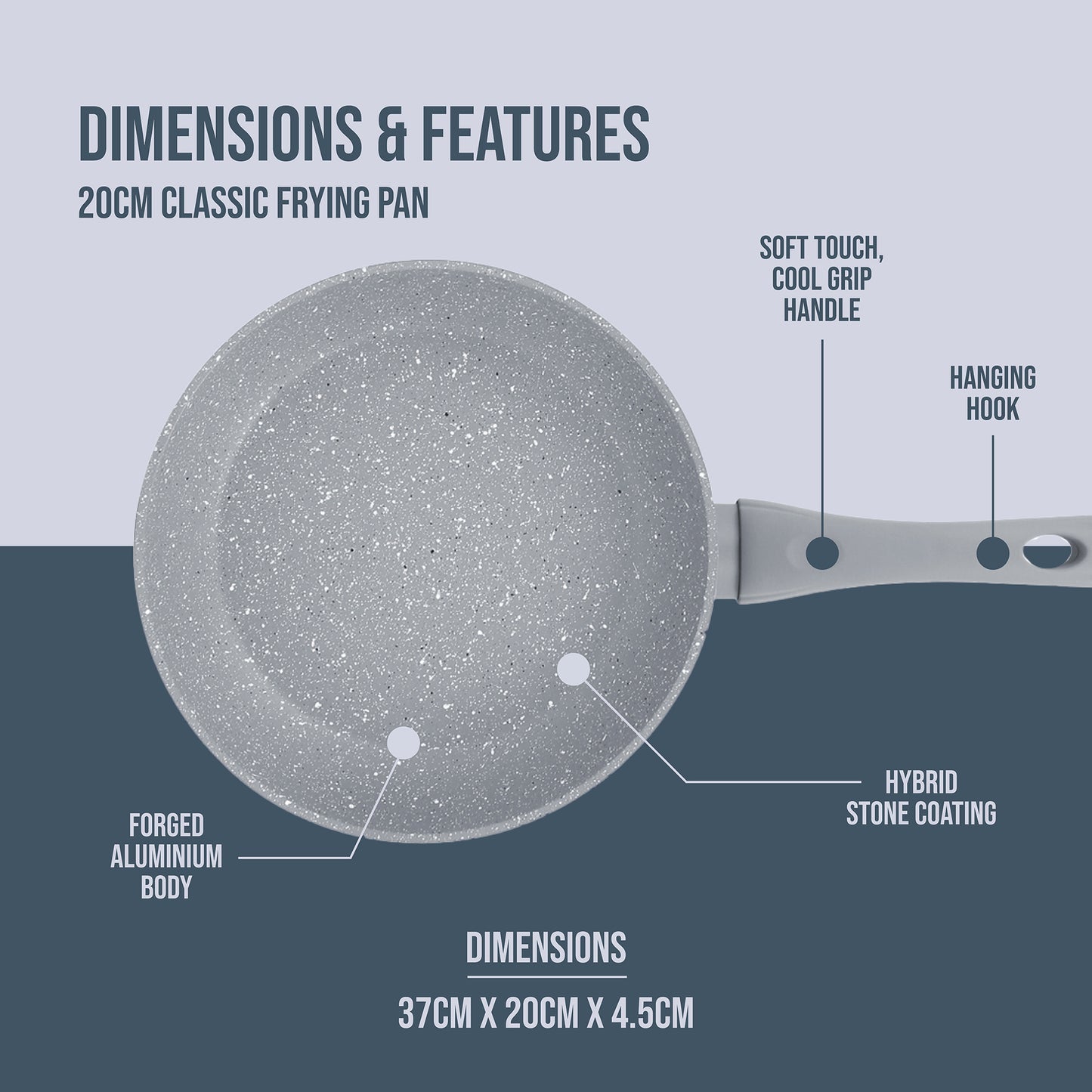 Classic 20cm Grey Non Stick Frying Pan