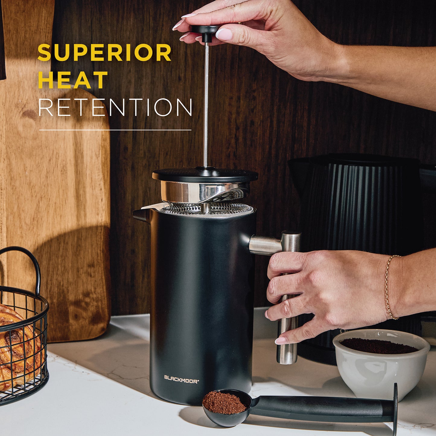 1000ml Black Stainless Steel Cafetière