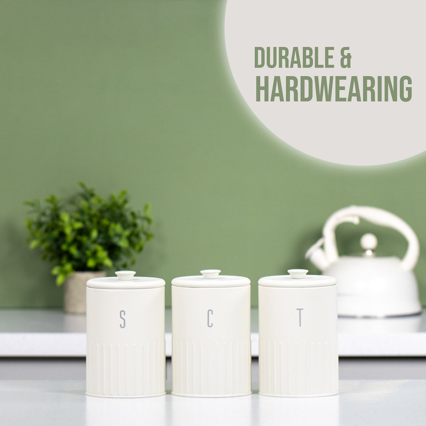 3pc Ivory Tea, Coffee & Sugar Storage Set