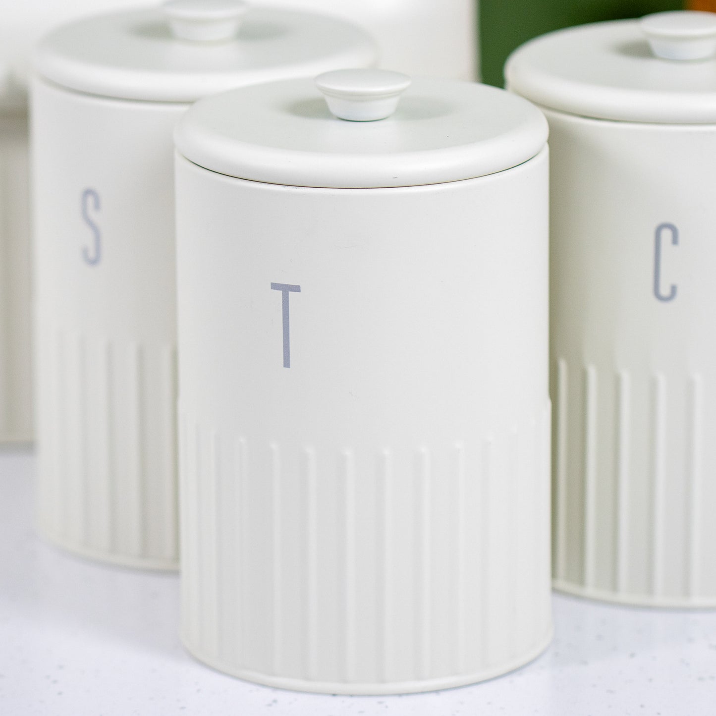 3pc Ivory Tea, Coffee & Sugar Storage Set