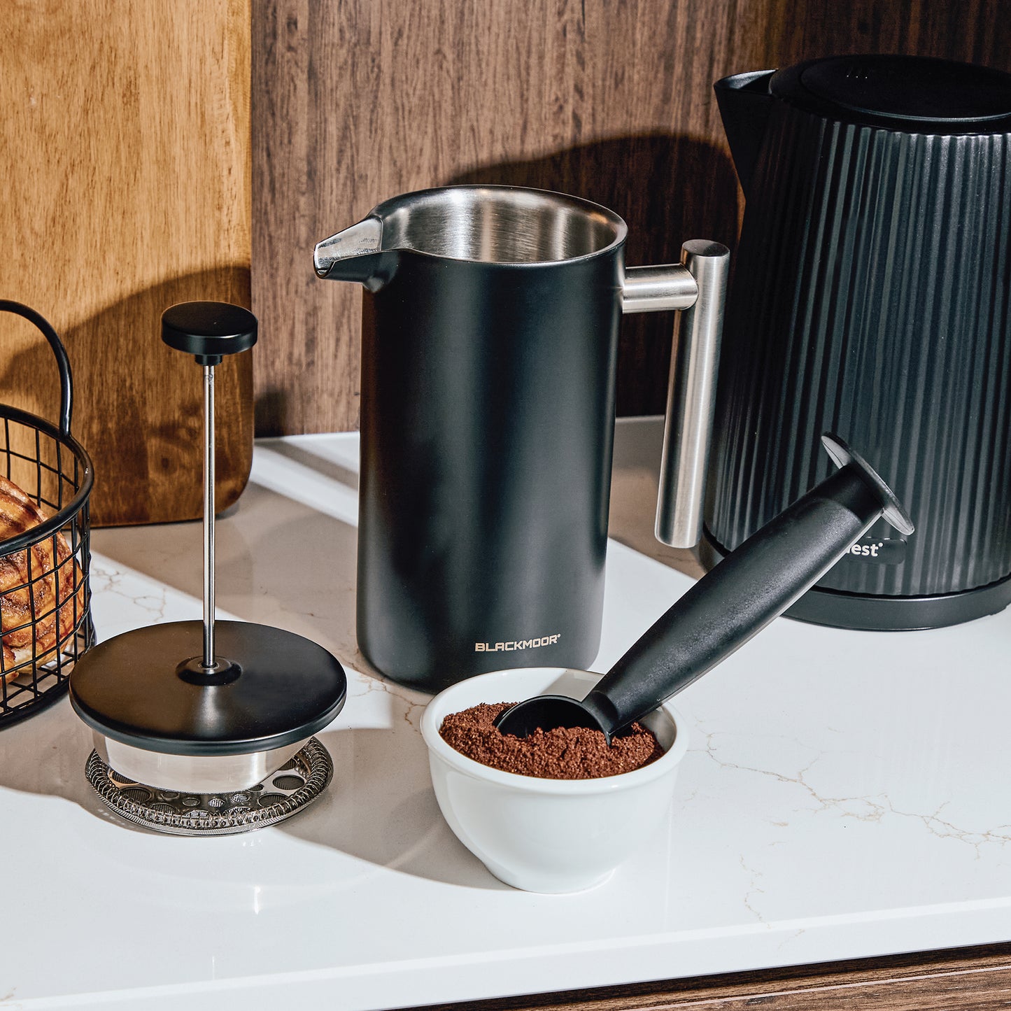 1000ml Black Stainless Steel Cafetière