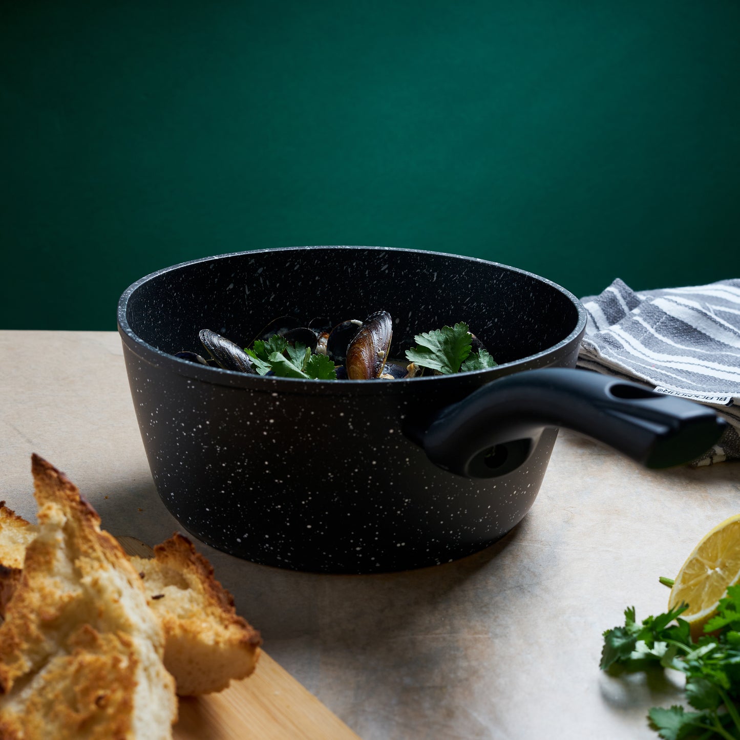 Classic 20cm Black Non Stick Saucepan With Lid
