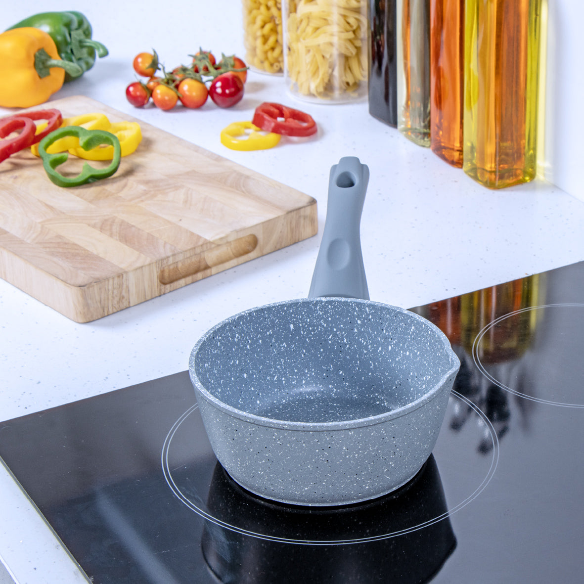 Classic 3-Piece Grey Non Stick Saucepan Set
