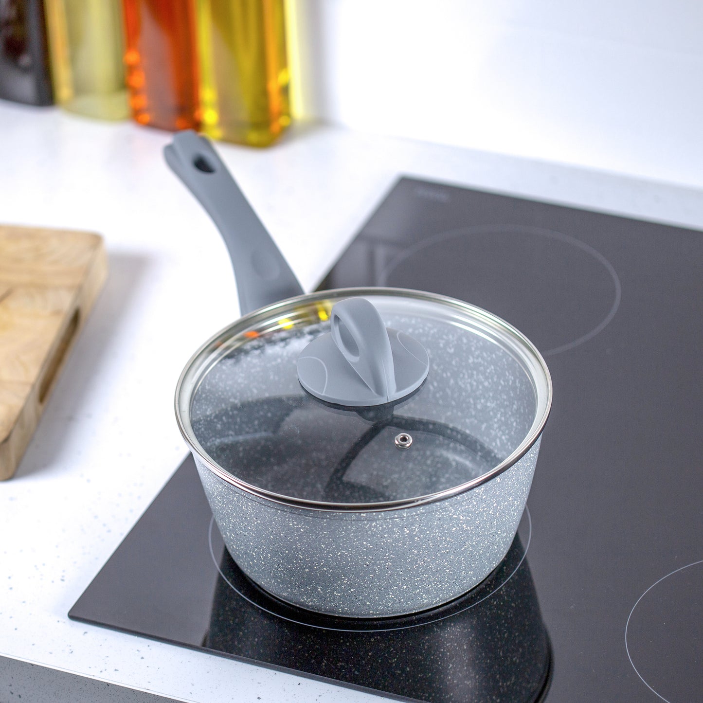 Classic 20cm Grey Non Stick Saucepan With Lid