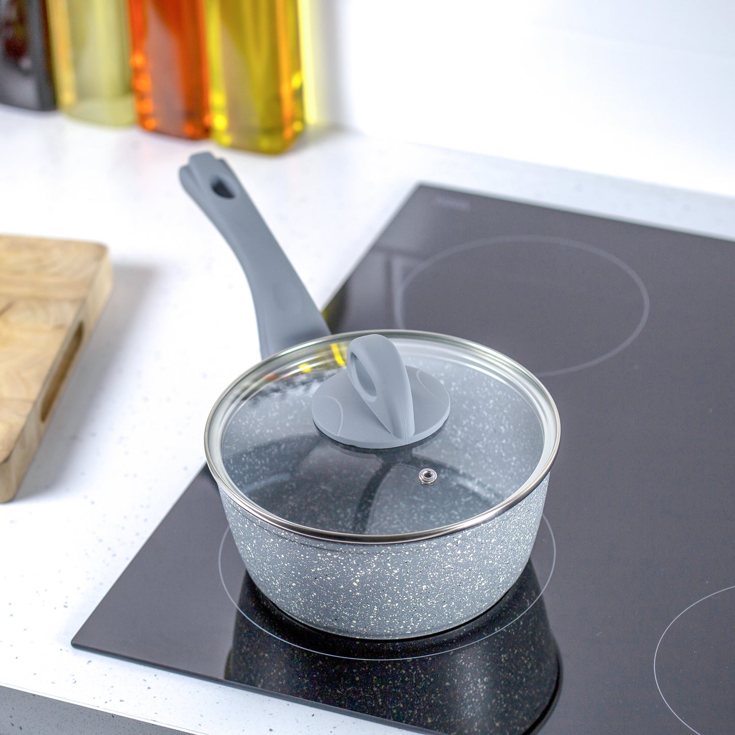 Classic 18cm Grey Non Stick Saucepan With Lid