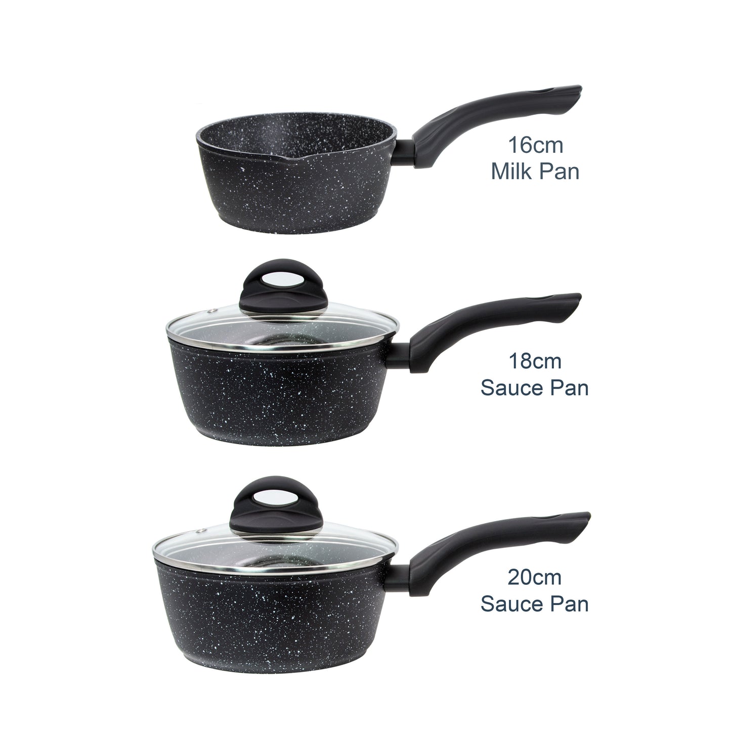 Classic 3-Piece Black Non Stick Saucepan Set