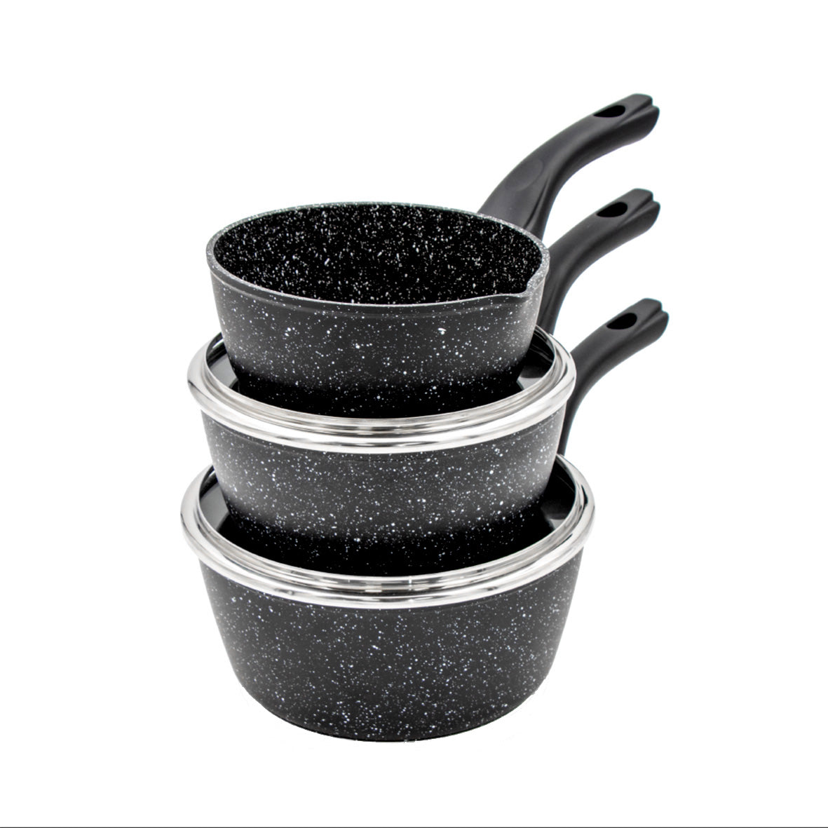 Classic 3-Piece Black Non Stick Saucepan Set