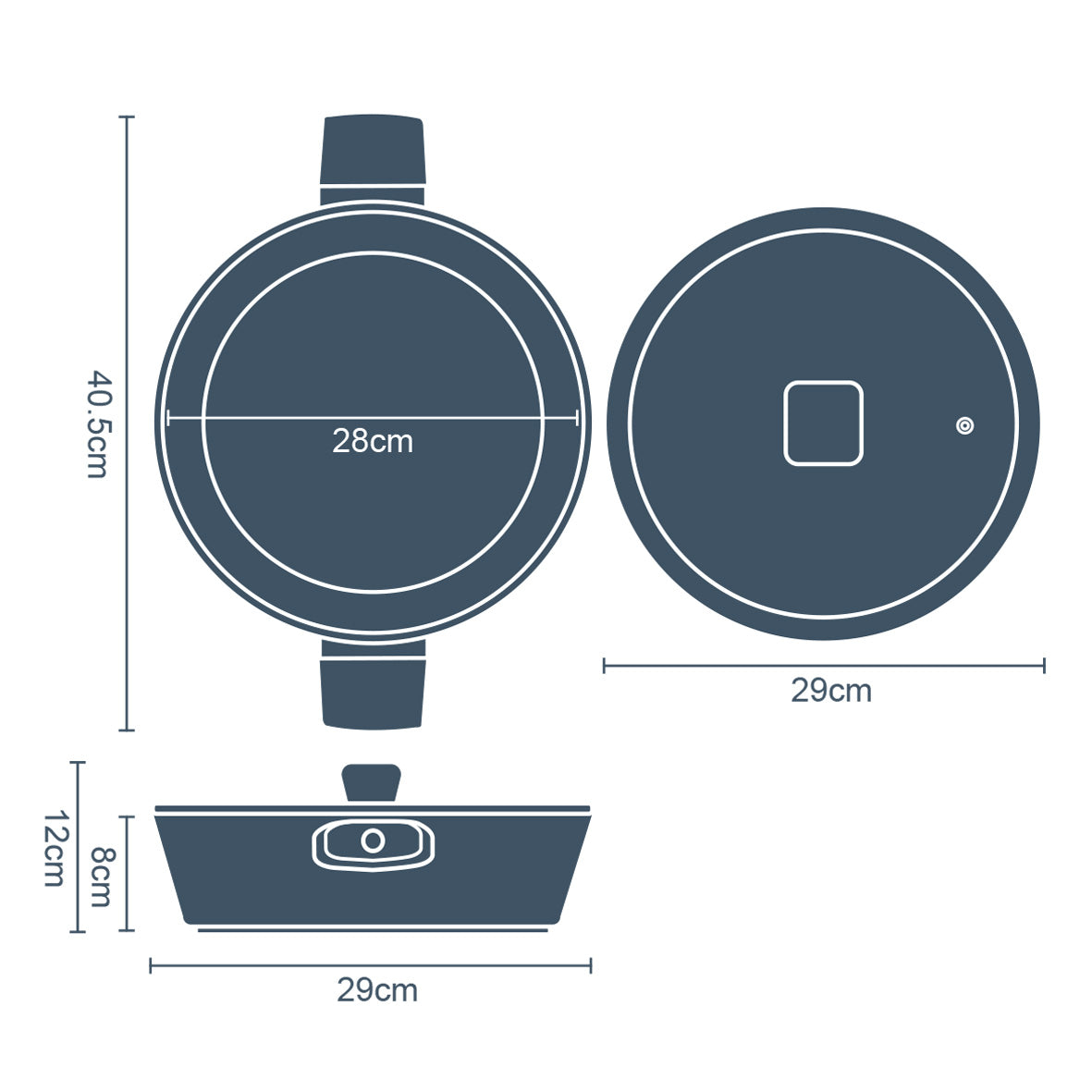 Neuvo 28cm Non Stick Shallow Sauté Pan with Lid