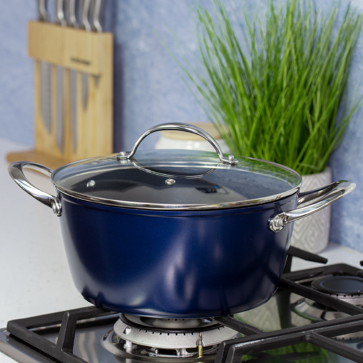 Blue Pro 24cm Non Stick Casserole Dish With Lid