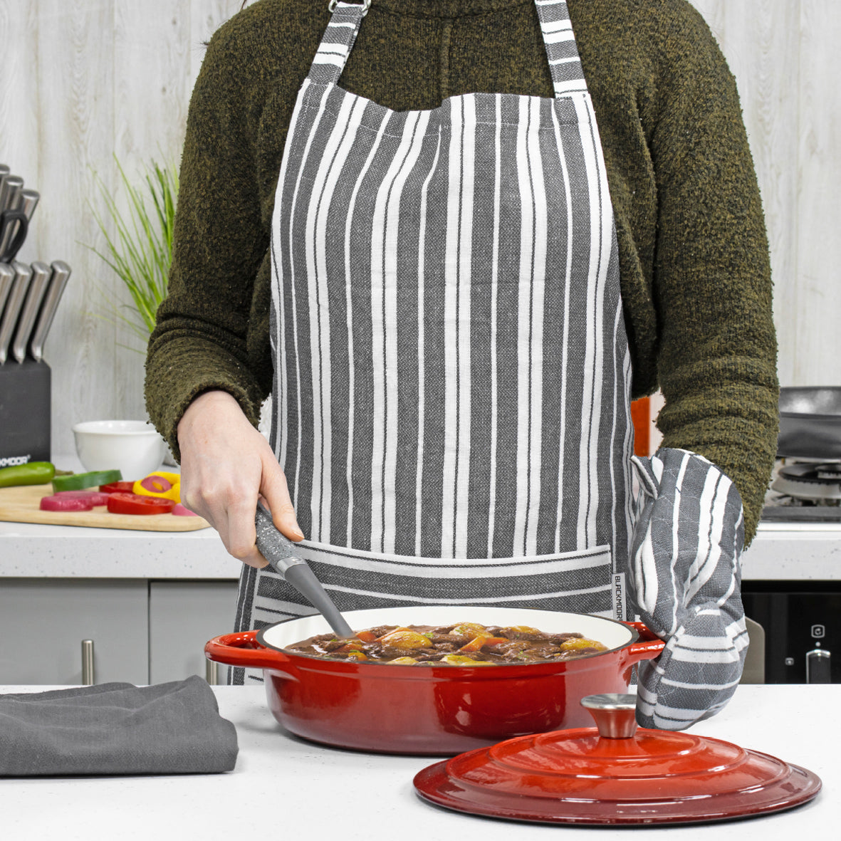 Kitchen Apron with Pocket - Grey