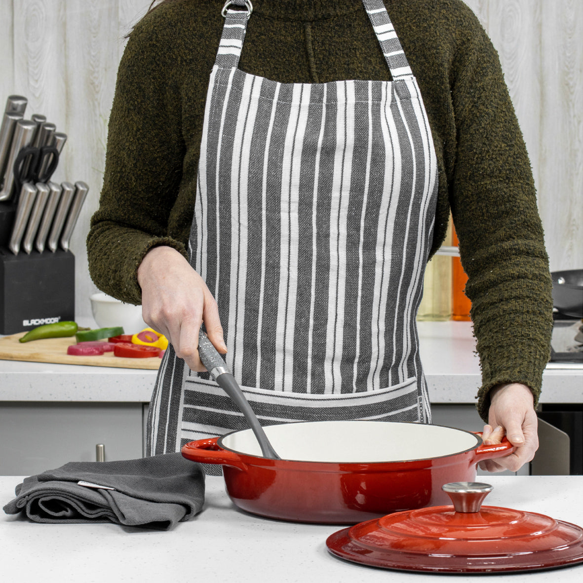 Kitchen Apron with Pocket - Grey