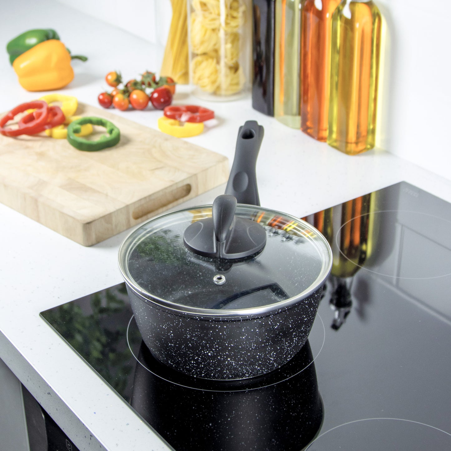 Classic 18cm Black Non Stick Saucepan With Lid