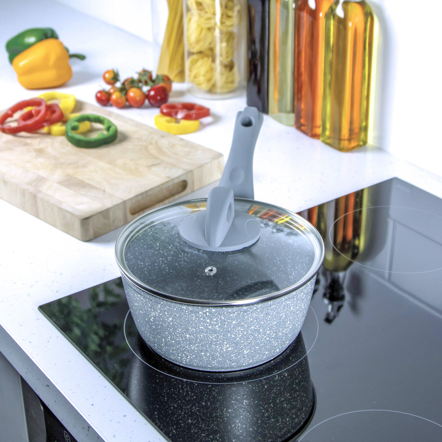 Classic 18cm Grey Non Stick Saucepan With Lid