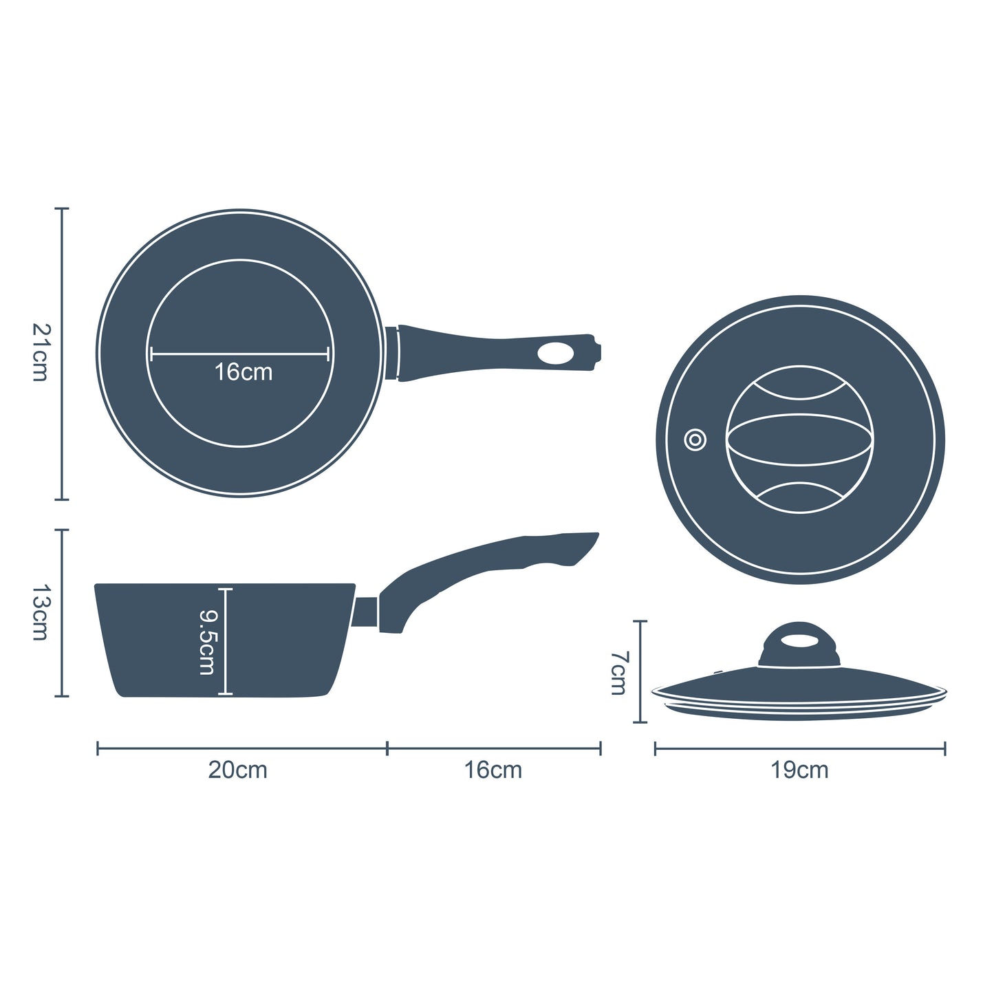 Classic 18cm Grey Non Stick Saucepan With Lid