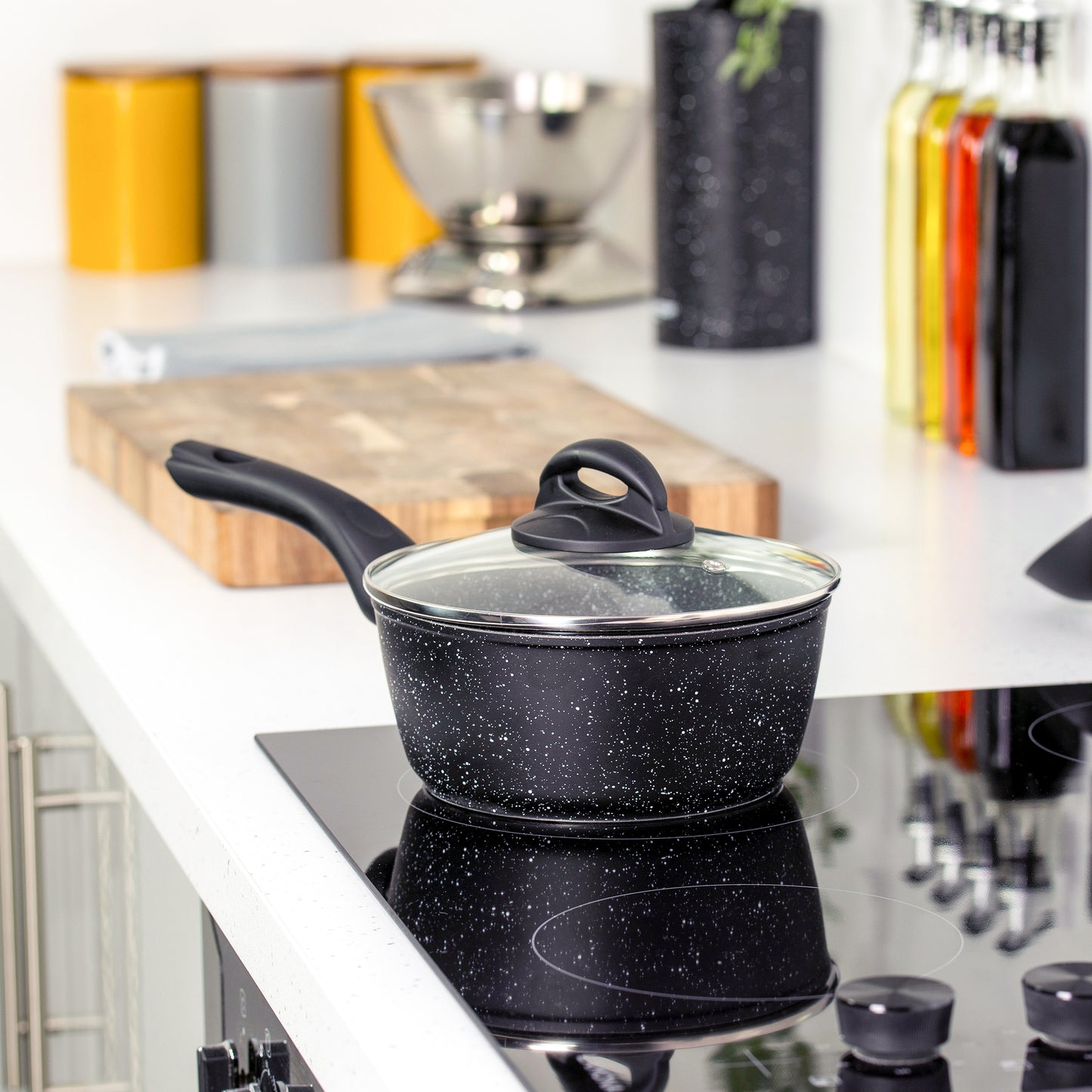 Classic 18cm Black Non Stick Saucepan With Lid
