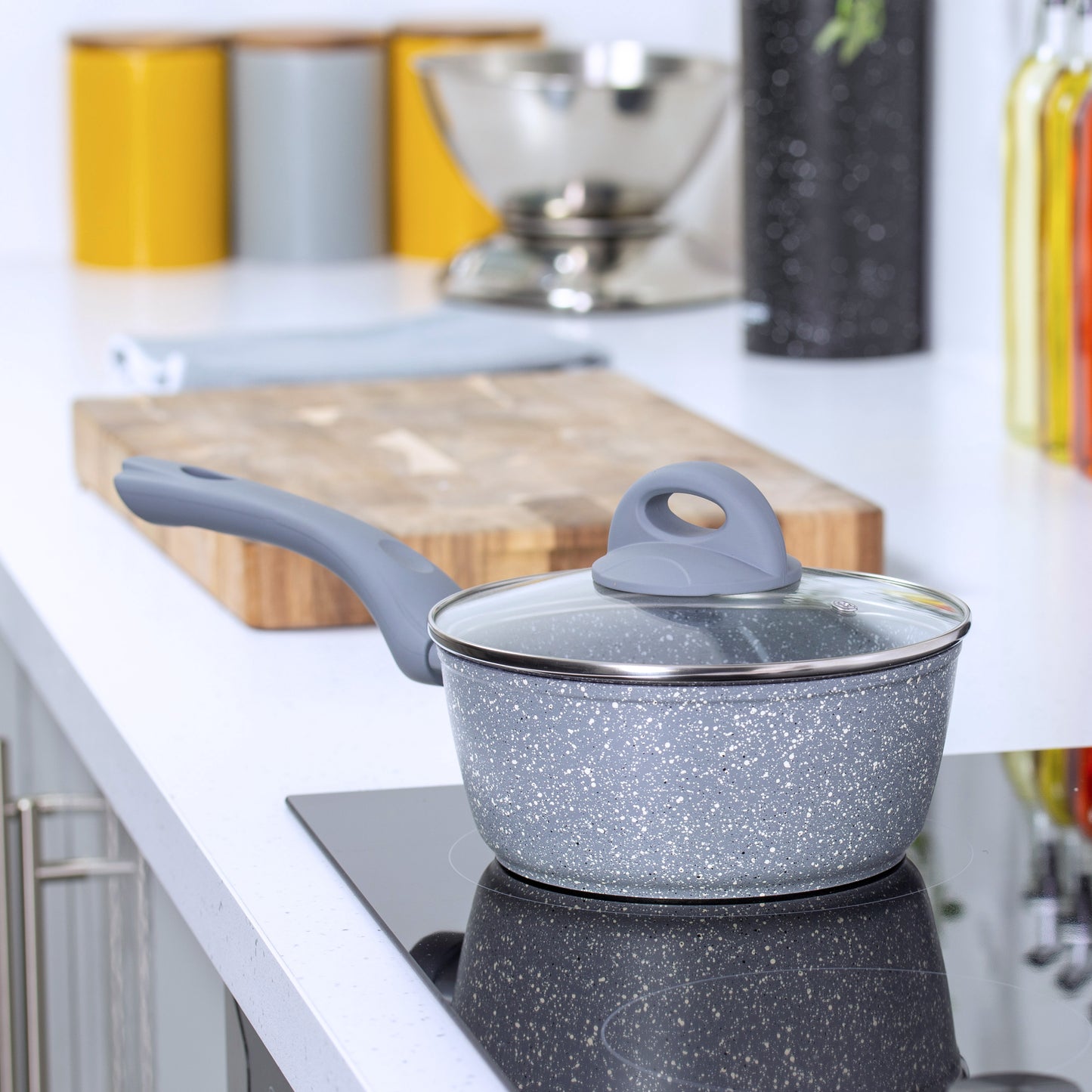 Classic 18cm Grey Non Stick Saucepan With Lid