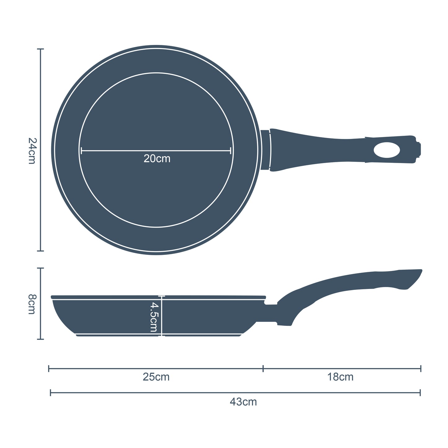 Classic 24cm Grey Non Stick Frying Pan