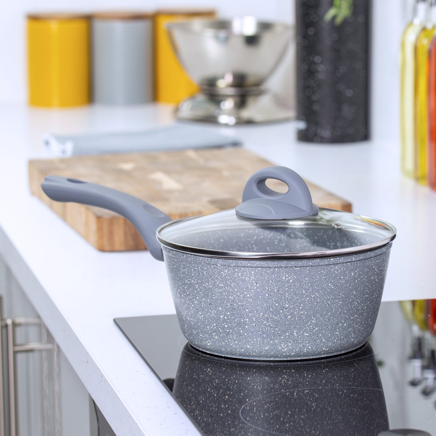 Classic 20cm Grey Non Stick Saucepan With Lid