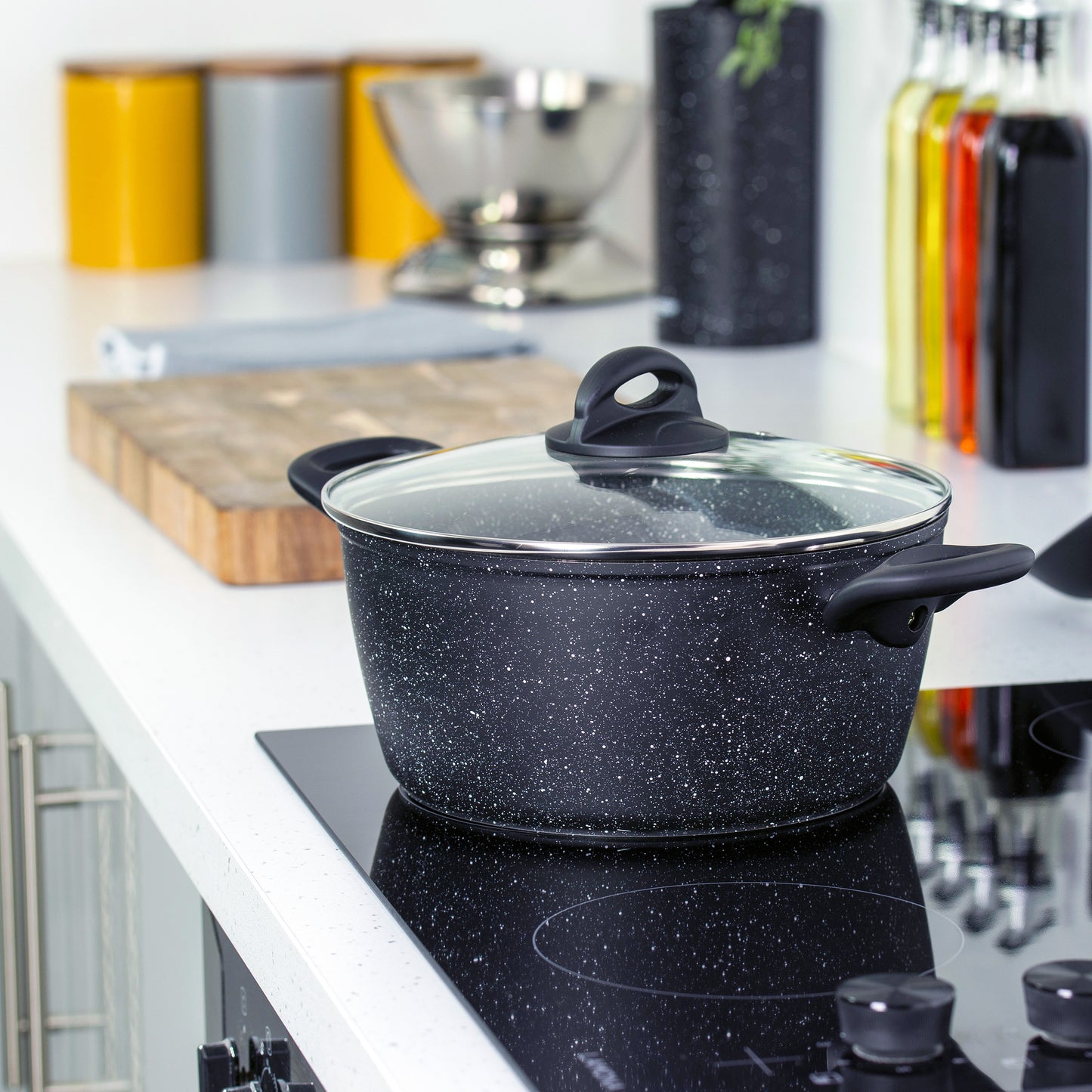 Classic 24cm Black Non Stick Stock Pot with Lid