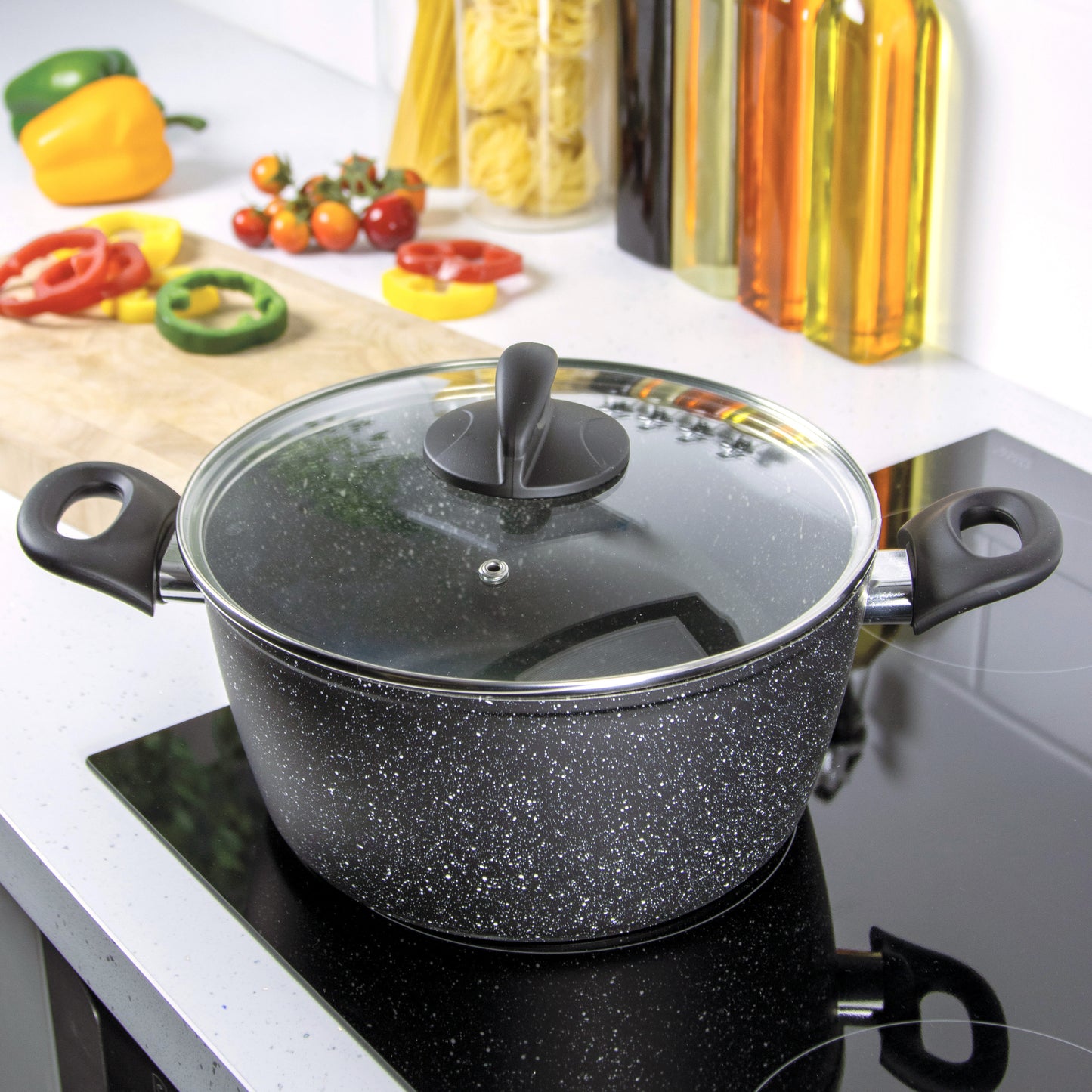 Classic 24cm Black Non Stick Stock Pot with Lid