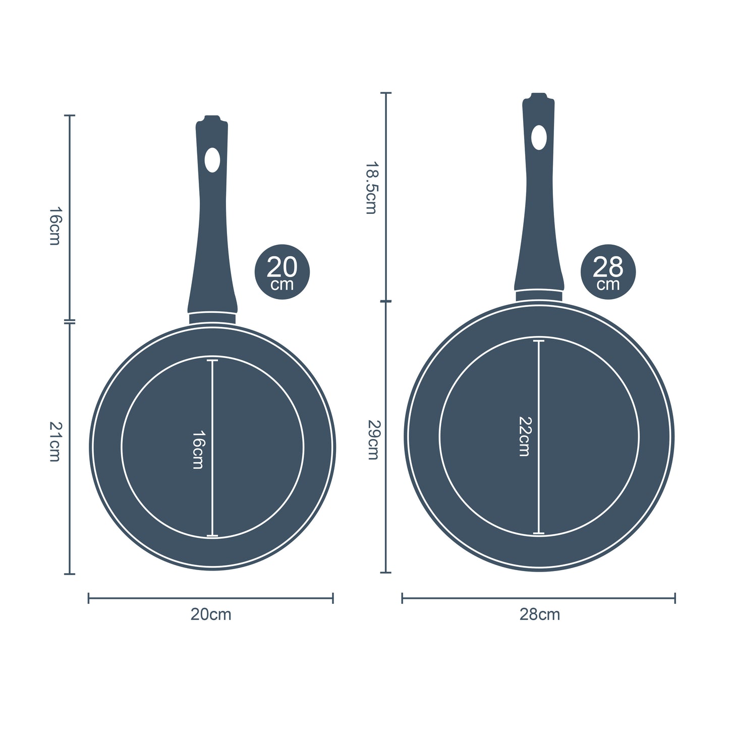 Classic 2-Piece Grey Non Stick Frying Pan Set