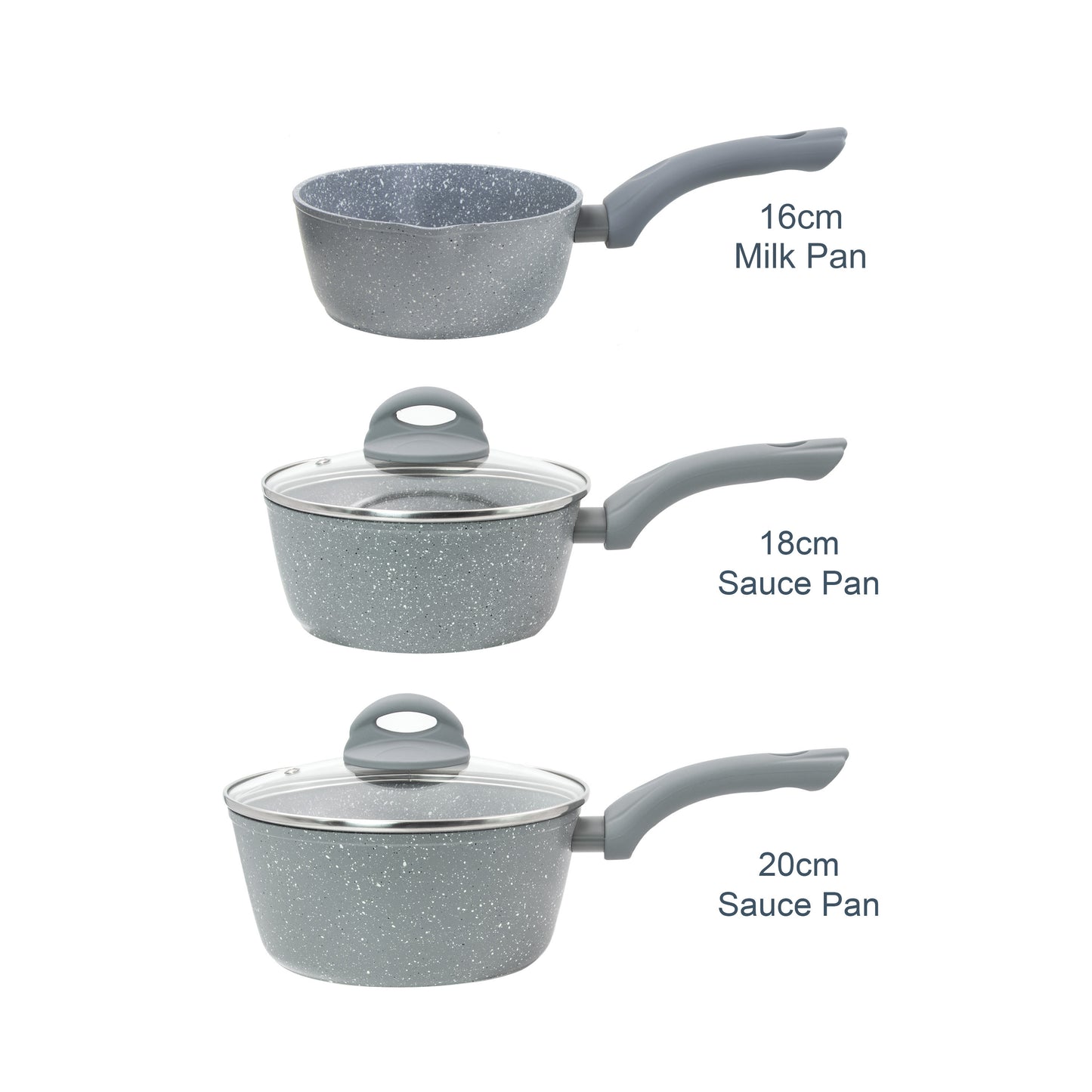 Classic 3-Piece Grey Non Stick Saucepan Set
