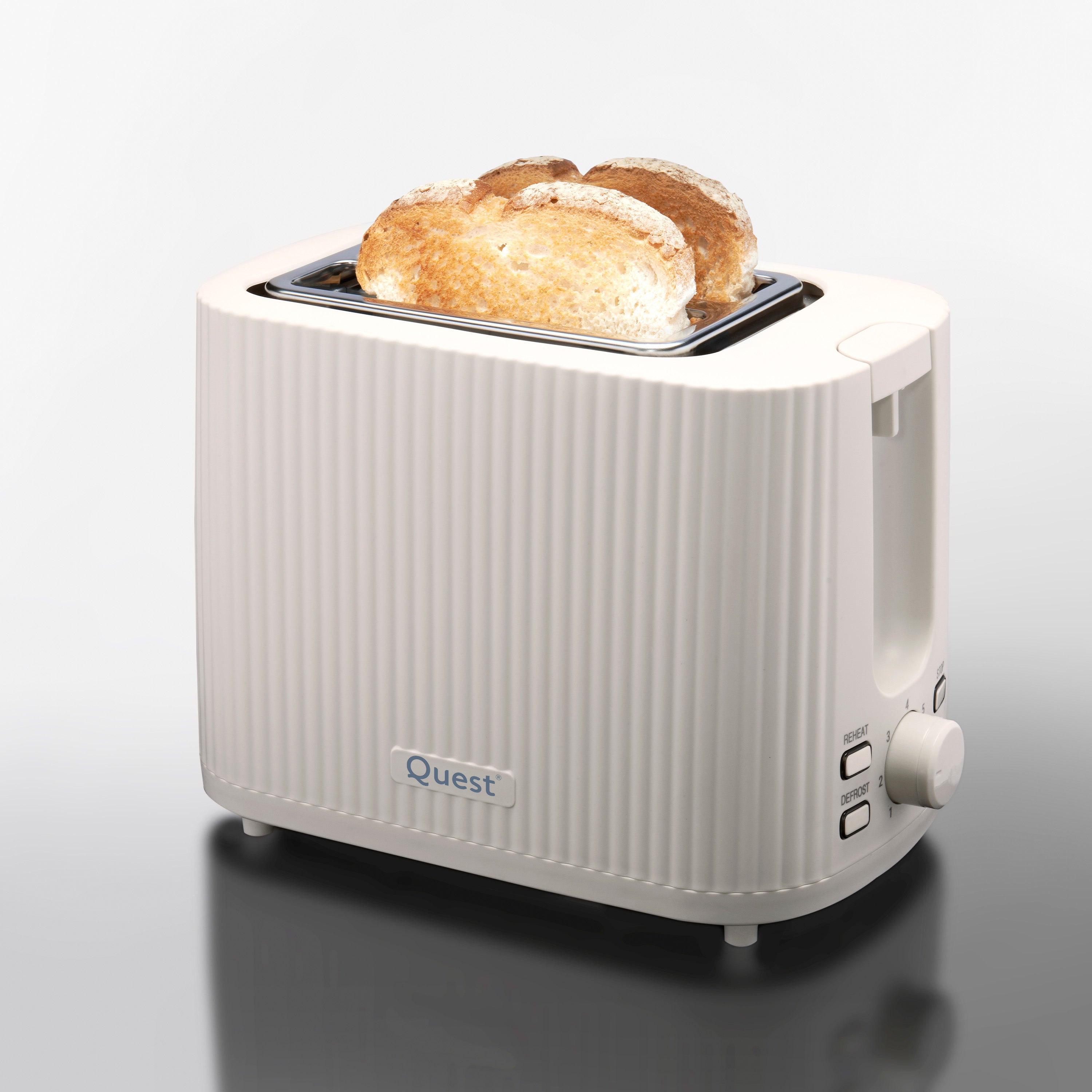 1.5L Kettle & 2 Slice Toaster Set - White Grooved Design