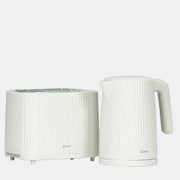 1.5L Kettle & 2 Slice Toaster Set - White Grooved Design