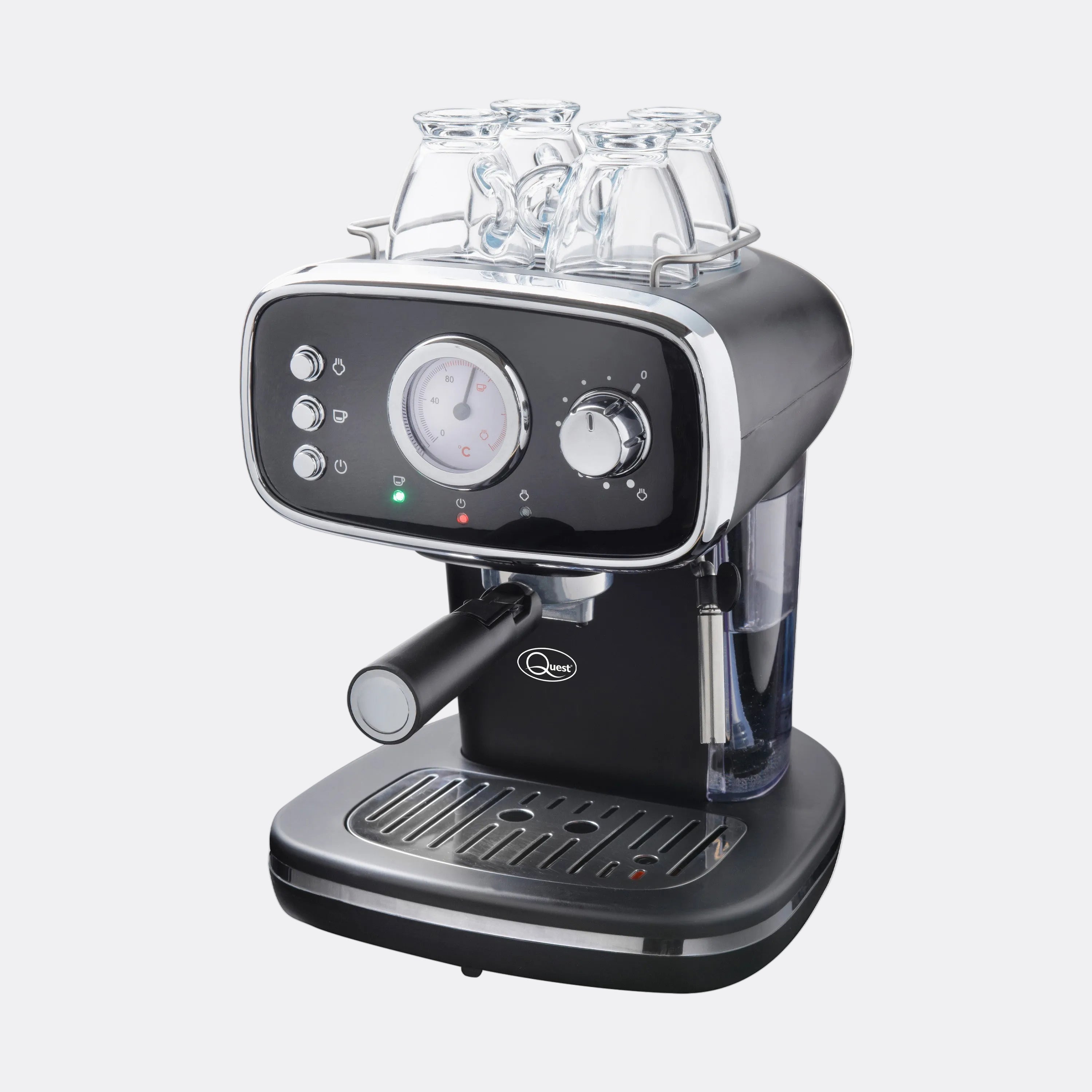 Retro Coffee Machine with Milk Frother