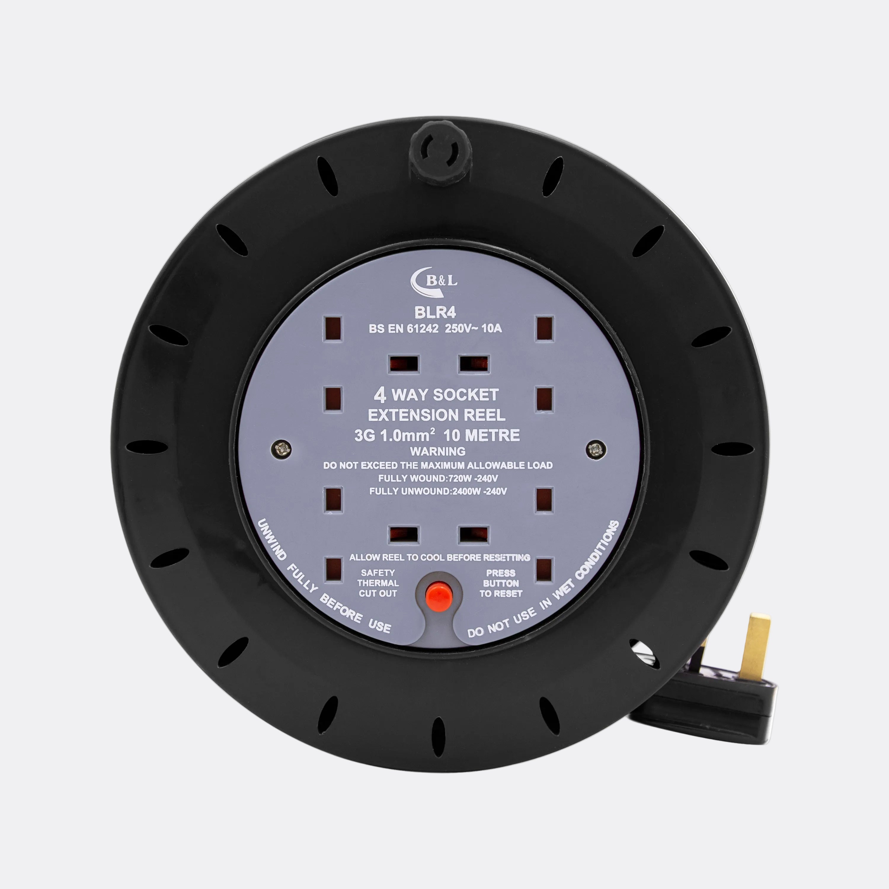 4-Way 10m Cable Reel Extension Lead