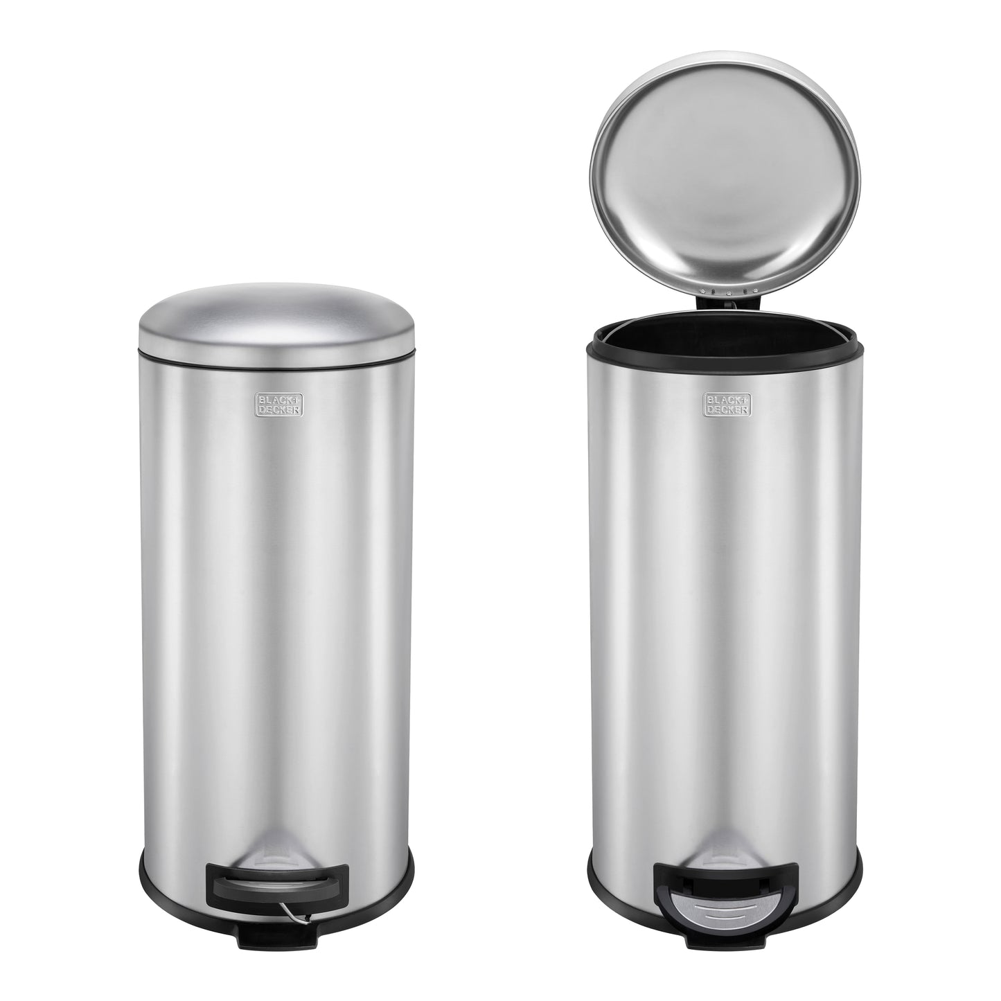 30L Stainless Steel Domed Lid Pedal Bin, by BLACK + DECKER