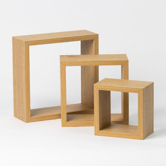 3pk Floating Cube Shelves - Oak