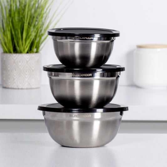 Set of 3 Stainless Steel Bowls with Lids