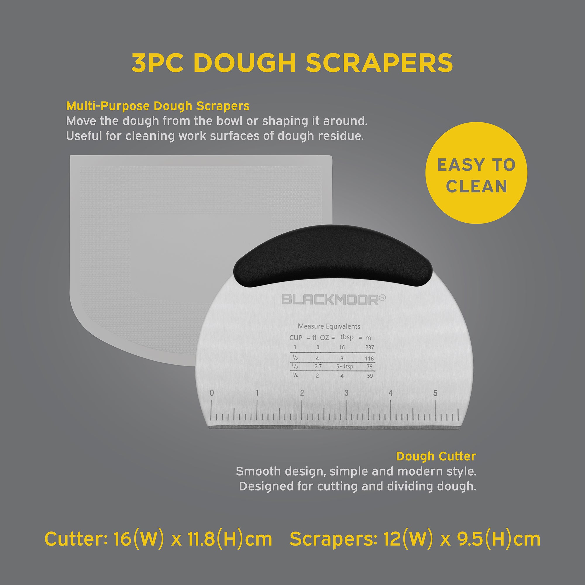 3pk Dough Scrapers