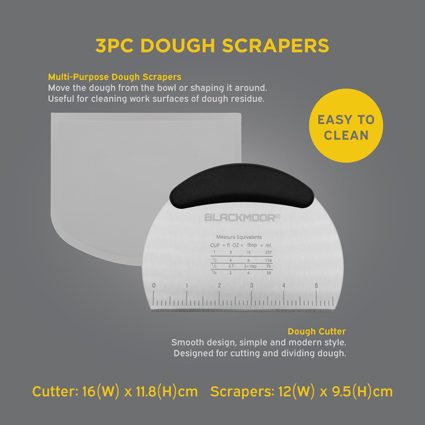 3pk Dough Scrapers