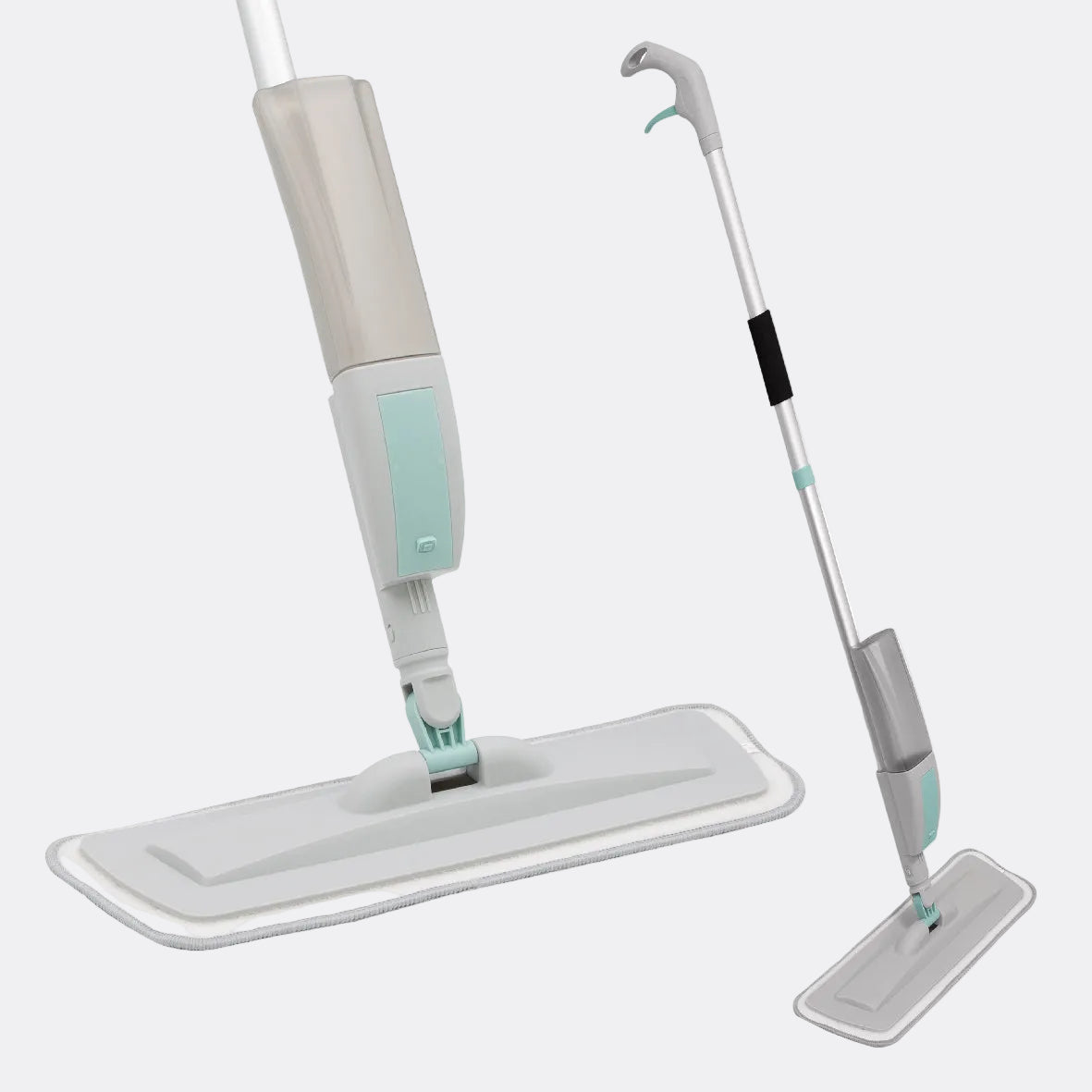 Flat mop with telescopic handle on a white background