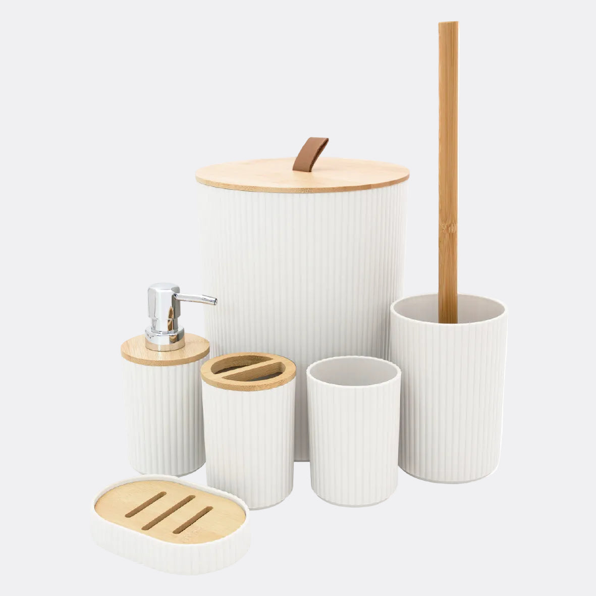 6pc Bathroom Accessory Set - White