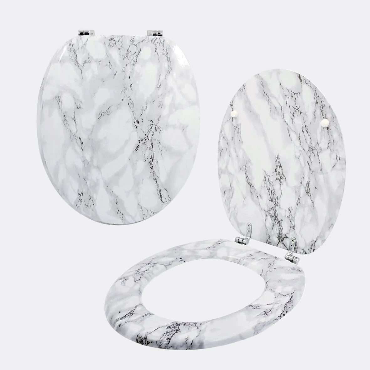 White Marble Effect Toilet Seat