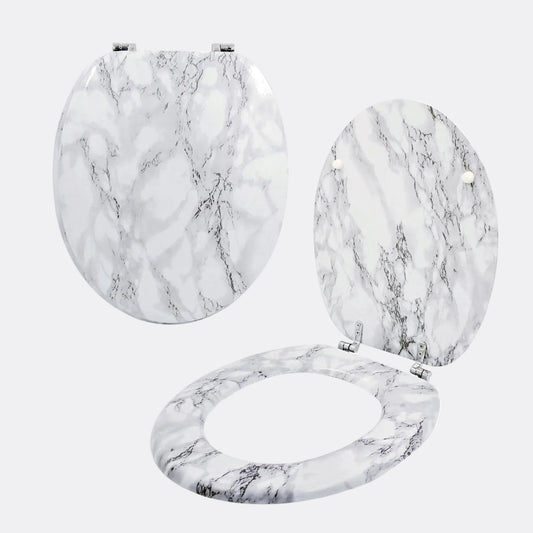 White Marble Effect Toilet Seat