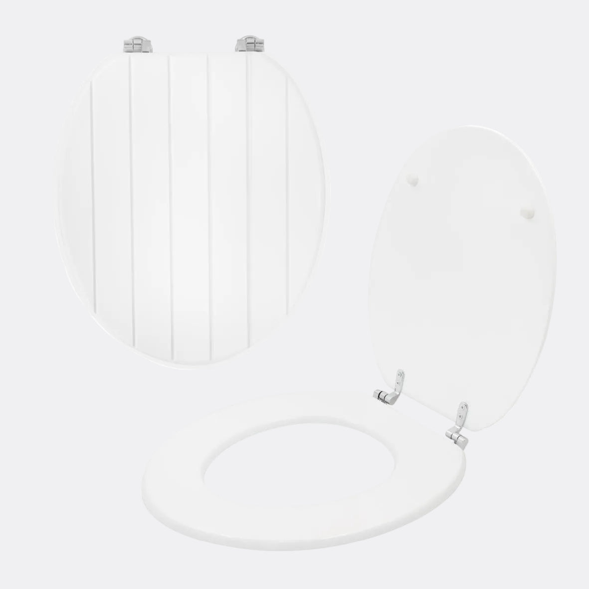 Tongue and Groove White Toilet Seat
