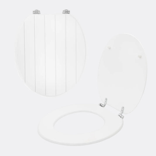 Tongue and Groove White Toilet Seat