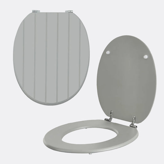 Tongue and Groove Grey Toilet Seat