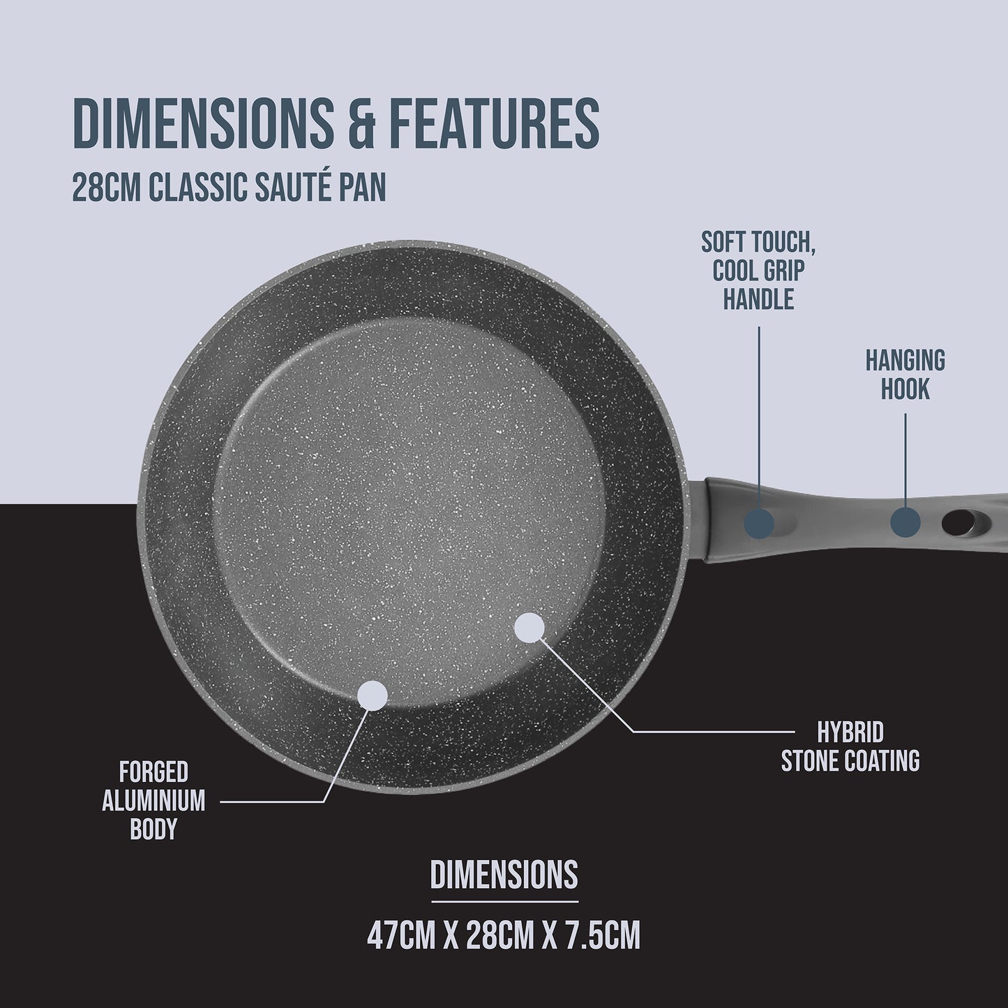 Classic 28cm Black Non Stick Sauté Pan