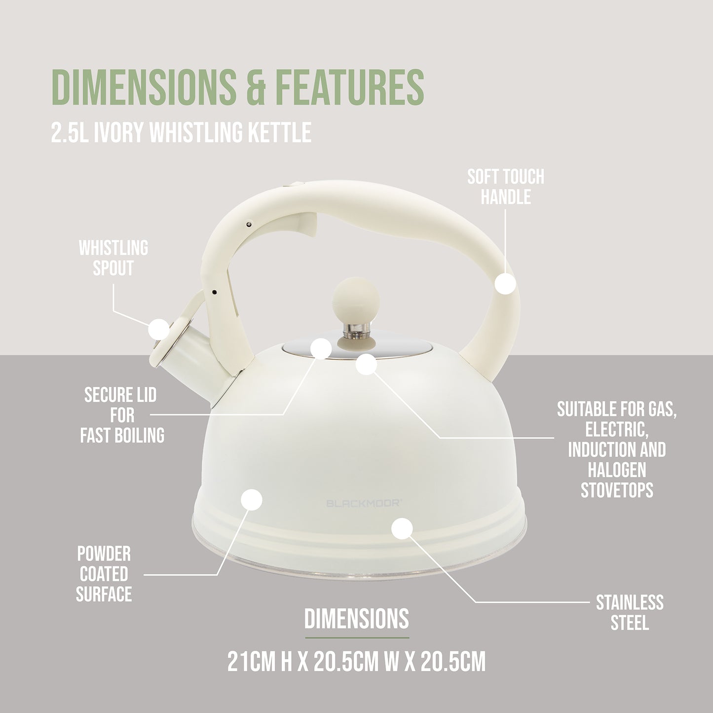 2.5L Whistling Kettle Ivory