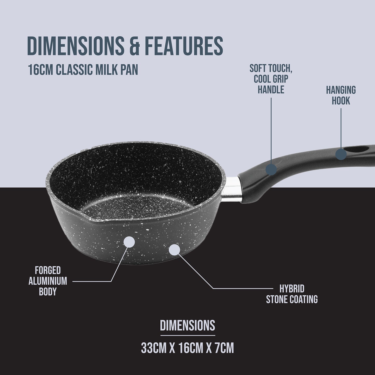 Classic 16cm Black Non Stick Milk Pan
